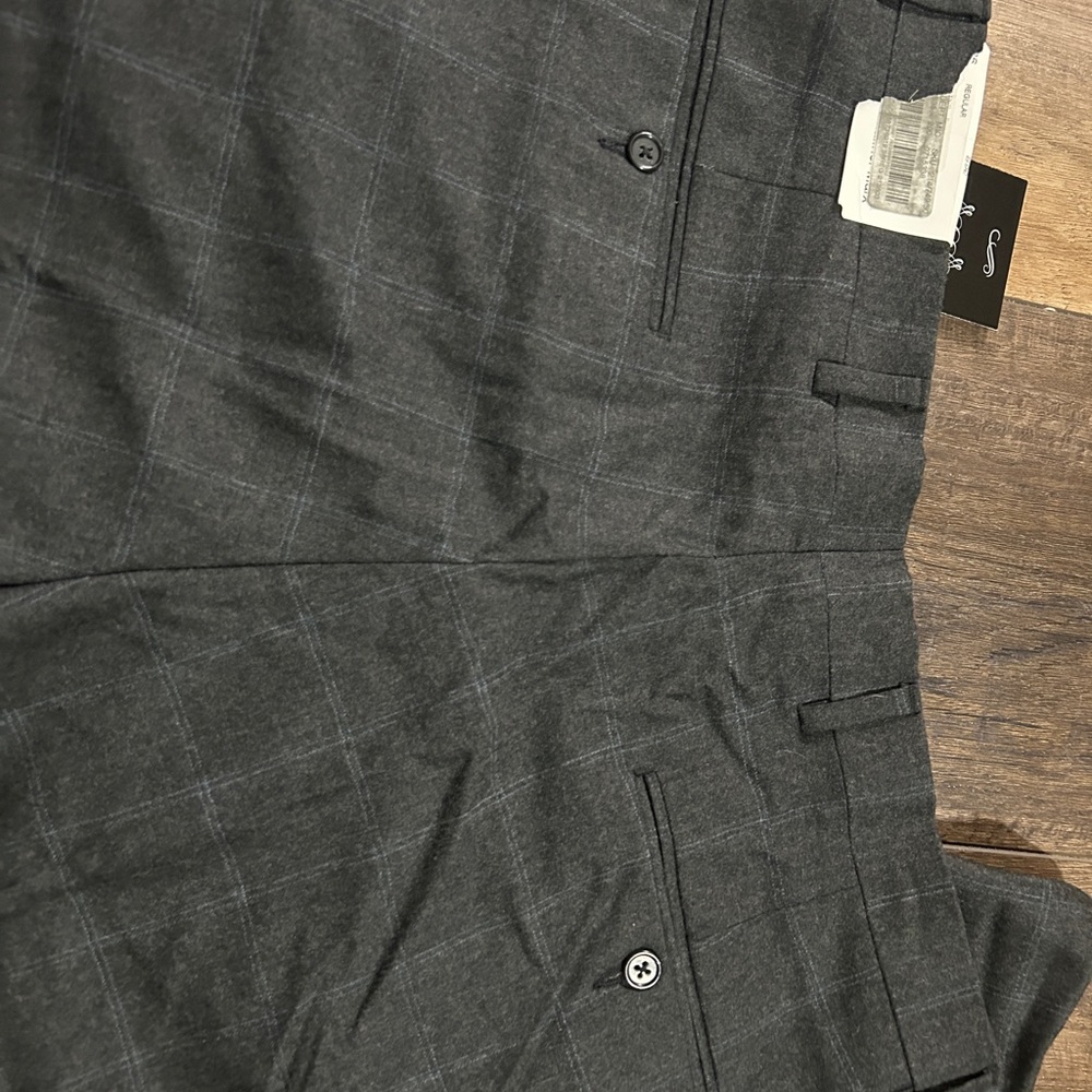 Hart Schaffner Marx NWT Merino Wool Dress Pants Grey Plaid